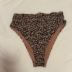 Aerie high cut cheekie leopard bikini bottom size medium